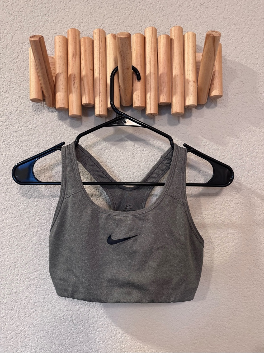 Nike Dri-FIT Gray Racerback Sports Bra | Medium Support Activewear Gym Top